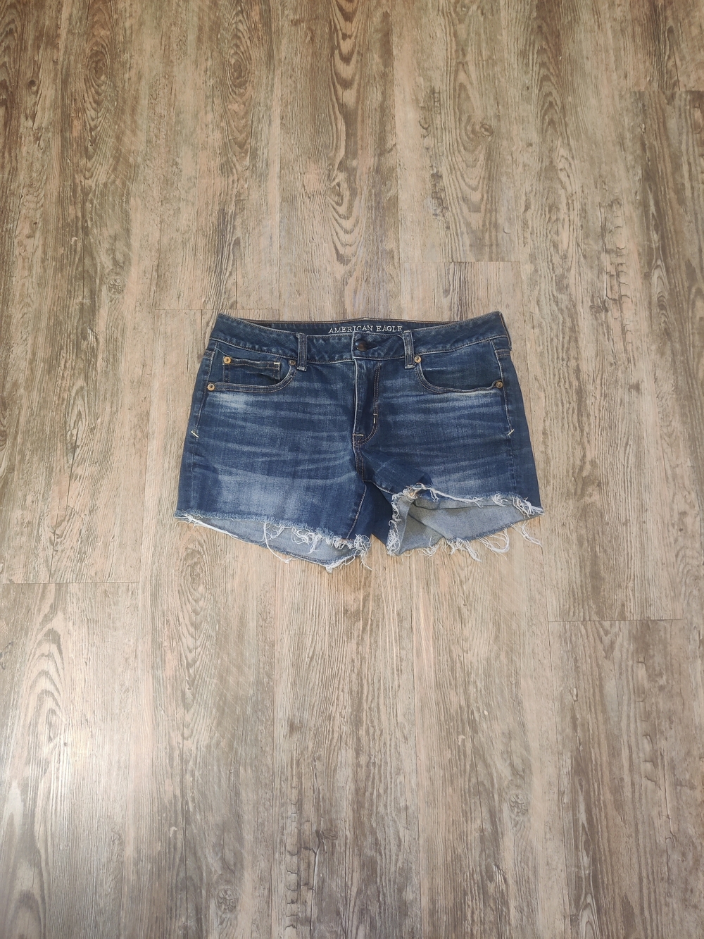 American Eagle Outfitters Dark Blue Distressed Denim Shorts